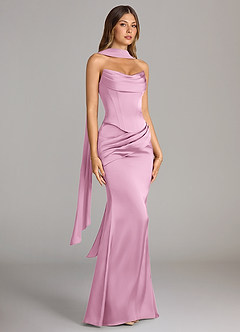 Azazie Sorrel Bridesmaid Dresses Candy Pink Mermaid Strapless Stretch Satin Convertible Dress image8