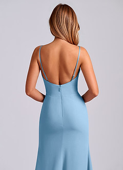 Azazie Amithy 신부 들러리 드레스 인어 주름진 쉬폰 바닥 길이 드레스 image7