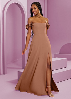 Barbie ♥ Azazie Bridesmaid Dresses Bronzer A-Line Off the Shoulder Chiffon Convertible Dress image8