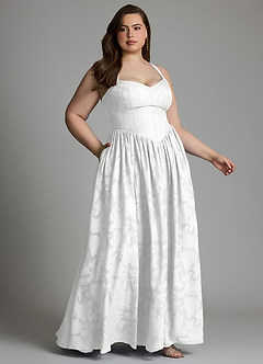 Azazie Francis Brautjungfernkleider A-Linie Korsett Blumen-Burnout Kleid Weiß image13