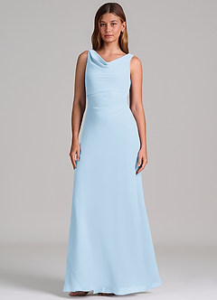 Azazie Nerine Bridesmaid Dresses Sky Blue A-Line Pleated Chiffon Dress image4