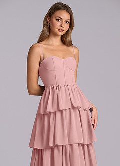 Azazie Faye Robes de demoiselle d'honneur Robe Trapèze en Mousseline de soie Encolure en Forme de Cœur Rose Poussiéreuse image2