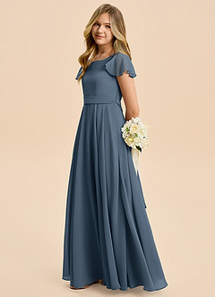 Azazie Cady Junior Neptune A-Line Pleated Chiffon Dress image7