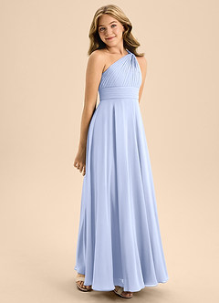 Azazie Charlize Junior A-Linie Plissee Chiffon Kleid Eis image5