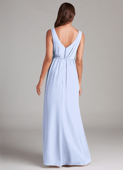 Azazie Tanicia Bridesmaid Dresses Ice A-Line Pleated Chiffon Dress image7