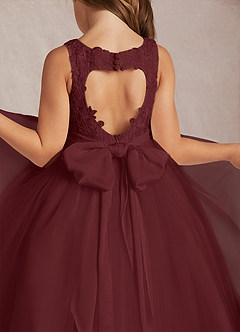 Azazie Calla Flower Girl Dresses Cabernet Ball-Gown Lace Tulle Dress image4