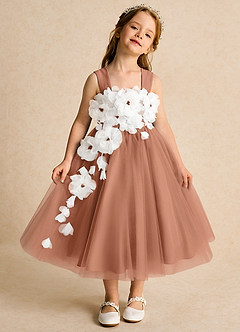Azazie Dovey vestidos de niña de las flores Vestido de Bronceador de Tul de Princesa con Lazo image2