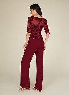 Azazie Florida Mother of the Bride Dresses Burgundy Jumpsuit/Pantsuit Sequins Chiffon Dress image10
