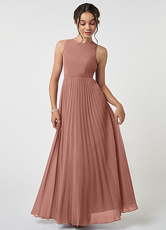 Azazie Lindie Junior Cedar Rose A-Line Pleated Chiffon Dress image1