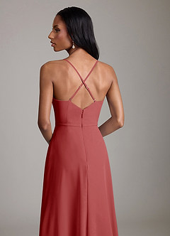 Azazie Naeem Bridesmaid Dresses Rust A-Line V-Neck Ruffle Chiffon Dress image7