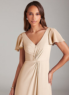 Azazie Soren Bridesmaid Dresses White Alabaster A-Line Ruched Chiffon Dress image6