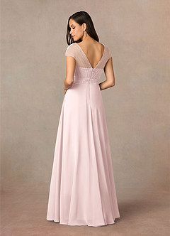 Azazie Star Final Sale Blushing Pink A-Line V-Neck sequins Chiffon Dress image2
