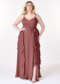 Azazie Peyton Abiti da Damigella Abito A-Line in Chiffon Increspato Ametista image7