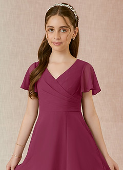 Azazie Induh Junior Mulberry A-Line Ruched Chiffon Dress image4