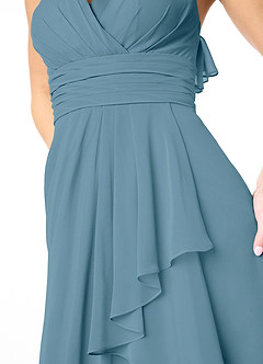 Azazie Aviv Brautjungfernkleider A-Linie Plissee Chiffon Kleid Bermudablau image4
