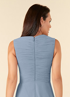 Azazie Theron Mother of the Bride Dresses Dusty Blue A-Line V-Neck Pleated Chiffon Dress image9