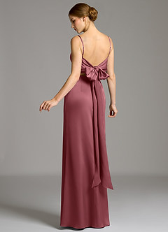 Azazie Adriane Bridesmaid Dresses Desert Rose Sheath Bow Stretch Satin Dress image5