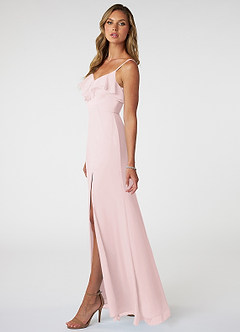 Azazie Natalia Jurken voor bruidsmeisjes Jurk van Chiffon met A-Lijn Blozend Roze image3