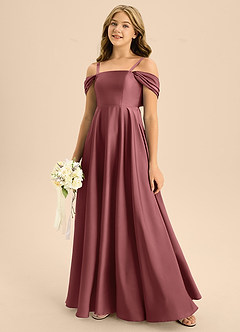 Azazie Rowena Junior Amethyst A-Line Bow Stretch Satin Dress image7