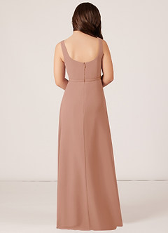 Azazie Renee Junior Champagne Rose A-Line Side Slit Chiffon Dress image2