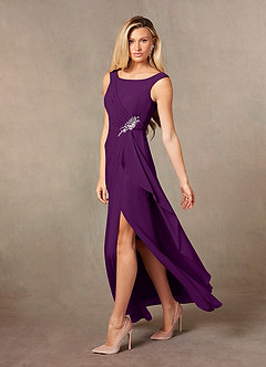 Azazie Yarrow Mother of the Bride Dresses Grape A-Line Pleated Chiffon Dress image5