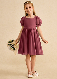 Azazie Jolie Blumenmädchenkleider A-Linie mit ärmel Chiffon Kleid Merlot image4