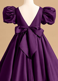 Azazie Jellybean Blumenmädchenkleider Ballkleid Gestreift Matte Satin Kleid Traube image5