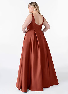 Azazie Neve Brautjungfernkleider Ballkleid mit Taschen Stretch-Satin Kleid Terrakotta image8