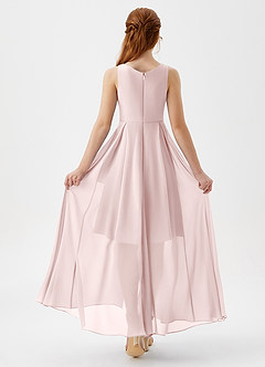 Azazie Lizette Junior Blushing Pink A-Line Pleated Chiffon Dress image5