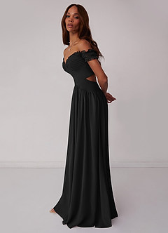 Barbie ♥ Azazie Bridesmaid Dresses Black A-Line Off the Shoulder Chiffon Convertible Dress image4