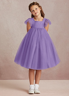 Azazie Kalio Robe Demoiselle D'honneur Fillette Robe Trapèze en Tulle avec manches Tahiti image2