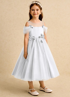 Azazie Juni Robe Demoiselle D'honneur Fillette Robe Princesse en Tulle Plissée Blanc image8