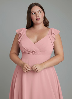 Azazie Leilani Bridesmaid Dresses Dusty Rose A-Line Pleated Chiffon Dress image11