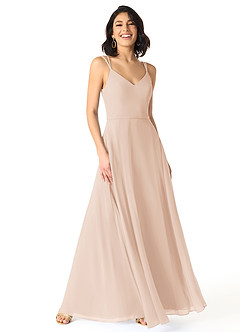 Azazie Janine Bridesmaid Dresses English Rose A-Line V-Neck Chiffon Dress image1
