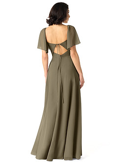 Azazie Chloe Brautjungfernkleider A-Linie Herzausschnitt Chiffon Kleid Weidengrün image2