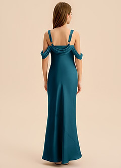 Azazie Bellalina Junior Ink Blue Mermaid Pleated Stretch Satin Dress image2