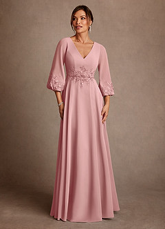 Azazie Yorba Mother of the Bride Dresses Dusty Rose A-Line Lace Chiffon Dress image1