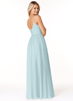 Azazie Rayna Bridesmaid Dresses Mist A-Line V-Neck Pleated Chiffon Dress image5