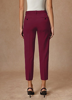 front Whitney Burgundy Structured Stretch Cropped Dress Pants
