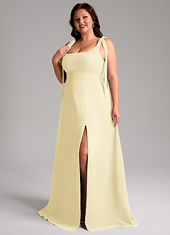 Azazie Debra Bridesmaid Dresses Lemon Sorbet A-Line with Pockets Chiffon Convertible Dress image14