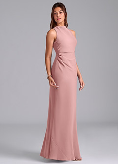 Azazie Evadne Bridesmaid Dresses Dusty Rose A-Line Pleated Chiffon Dress image4