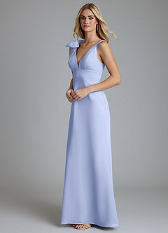Azazie Taro Final Sale Agave Sheath Bow Chiffon Dress image5