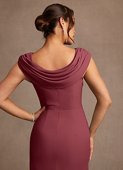Azazie Irvine Mother of the Bride Dresses Merlot A-Line Pleated Chiffon Dress image6