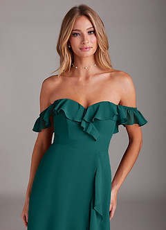Azazie Lyra Bridesmaid Dresses Peacock A-Line Chiffon Convertible Dress image9
