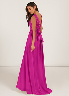 Azazie Gertrude Jurken voor bruidsmeisjes Jurk van Chiffon met A-Lijn Kant Fuchsia image4