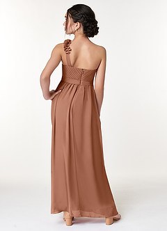 Azazie Flower Junior Robe Trapèze en Mousseline de soie Plissée Bronze image6