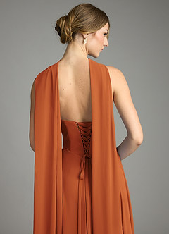 Azazie Ayla Abiti da Damigella Abito A-Line in Chiffon Scollo a Cuore Cannella image10