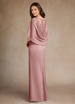 Azazie Hera Mother of the Bride Dresses Dusty Rose A-Line Lace Stretch Satin Dress image3