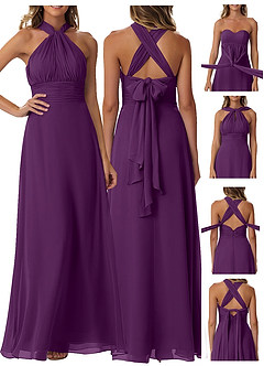 Azazie Fifi Bridesmaid Dresses Grape A-Line Strapless Chiffon Convertible Dress image9