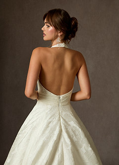 Azazie Saphira Bröllopsklänningar Klänning av Balklänning i Blommig Jacquard med fickor Antik Vit image7